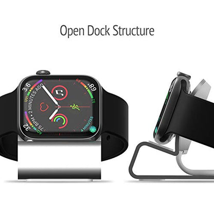 Sincetop Compatible with Apple Watch Charger Stand Ultra 2/Ultra/SE/9/8/7/6/5/4/3/2/1, Aluminum iWatch 49 45 41 44 40 42 38 Charging Holder Dock Nightstand Mode-Magnetic Charger not Included-Silver - color: Silver
