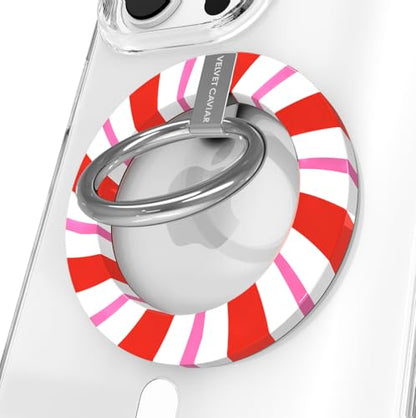 VELVET CAVIAR Compatible with MagSafe Phone Grip - Magnetic Ring Holder with Adjustable Stand - Removable MagSafe Accessories for iPhone 16, 15, 14, 13, 12 (Christmas Peppermint Princess) - color: Peppermint Princess