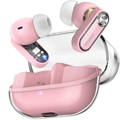 TOZO Crystal Pods Hybrid Active Noise Cancelling Wireless Earbuds, Pink - color: Pink