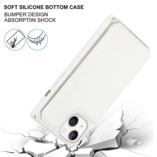 Cavor for iPhone 14 Wallet Case with Card Holder, White - color: C-White