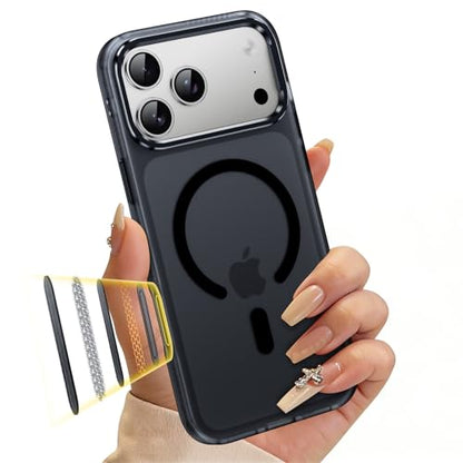Magnetic & Shockproof for iPhone 17 Pro Max Case,Compatible with MagSafe Soft Touch Translucent Slim Fit Military-Grade Protection Phone Case for iPhone 17 Pro Max,Frosted Black - color: Black