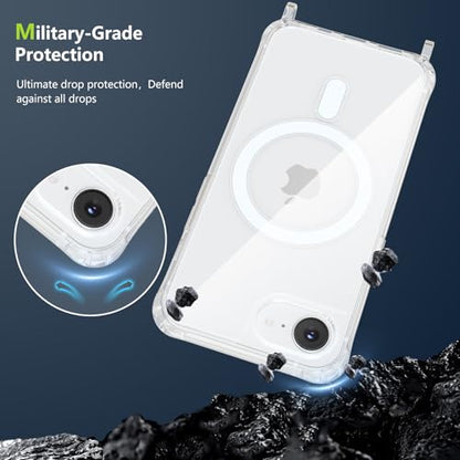 Magnetic Case for iPhone 16E/iPhone 17E 6.1" Clear Crossbody Case with Adjustable Shoulder Neck Lanyard Strap,Compatible with Magsafe,Soft Slim Bumper Shockproof Protective Phone Cover-Black - color: Black, size: iPhone 16E/iPhone 17E
