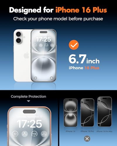 UNBREAKcable 4PCS Screen Protector for iPhone 16 Plus - 2 Privacy Tempered Glass+ 2 Clear Glass Double Shatterproof [Installation Frame] [9H Hardness] [Case Friendly] Anti-Scratch iPhone 6.7 inch - size: iPhone 16 Plus