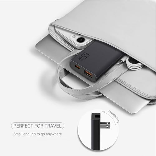 65W Flat USB C Wall Charger Block,Dual Ports(USB-C & USB-A),Grey - size: 65w 1C1A