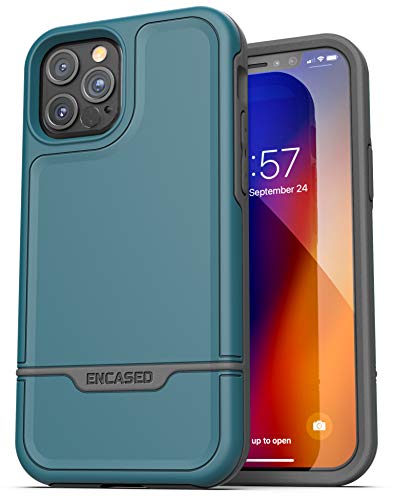 Encased Compatible with iPhone 12 Pro Belt Clip Protective Holster Case (2020 Rebel Armor) Heavy Duty Rugged Full Body Cover with Holder (Blue) - color: Blue, size: iPhone 12 Pro
