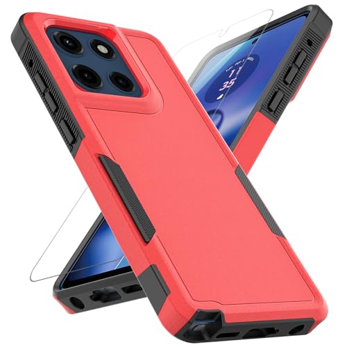 for Moto G Stylus 2025/2026 Case: Dual Layer Protective Heavy Duty Cell Phone Cover Shockproof Rugged with Screen Protector - Military Protection Bumper Tough - for G Stylus 2025/2026, Red - color: Red (PC) + Black (TPU)