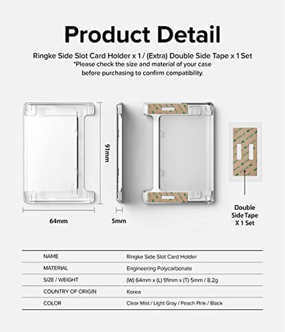 Ringke Side Slot Card Holder for Phone Case, Business Card Holder for Women, Men, ID Credit Card Holder Stick on, Phone Wallet Compatible with iPhone, Galaxy, and Pixel - Clear Mist - color: Clear Mist