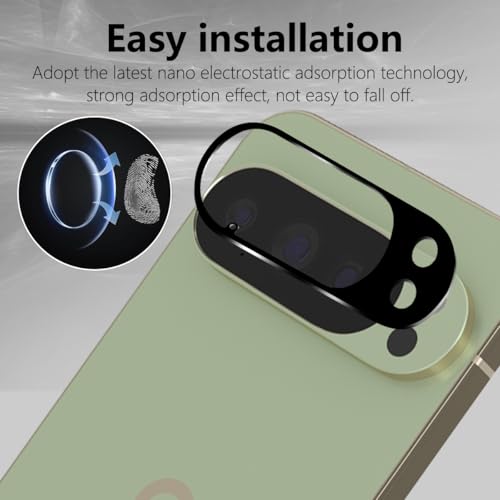 2 Pack Camera Lens Frame for Google Pixel 10 Pro XL, 9H Glass Screen Protector Anti-Scratch, Tempered Glass Camera Cover Accessories for Google Pixel 10 Pro XL, Black - size: for Google Pixel 10 Pro XL