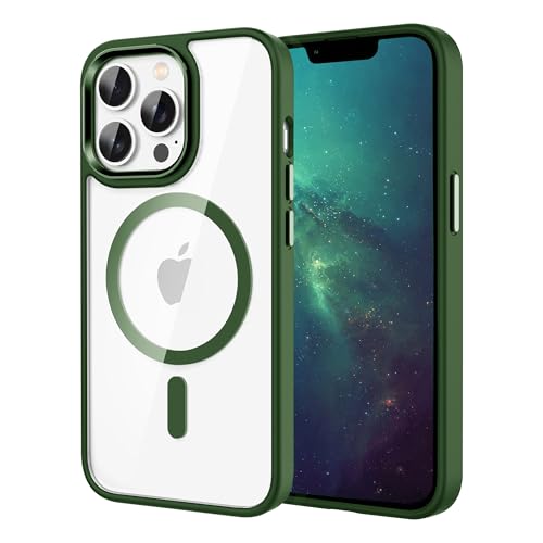 Strong Magnetic for iPhone 16 Pro Max Clear Green Case Compatible with Magsafe, Anti-Yellowing and Anti-Scratch with Airbag, Upgrade Camera Protective Phone Case - color: Clear Green Magnetic, size: For IPhone 16 Pro Max