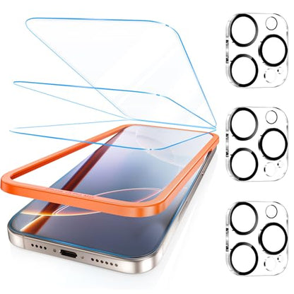Fotbor [3+3 Pack for iPhone 15 Pro Max Screen Protector, Anti-Blue Light, [Eye Protection] 9H+ Tempered Glass with Camera Lens Protector - size: iPhone 15 Pro Max - 6.7 inch