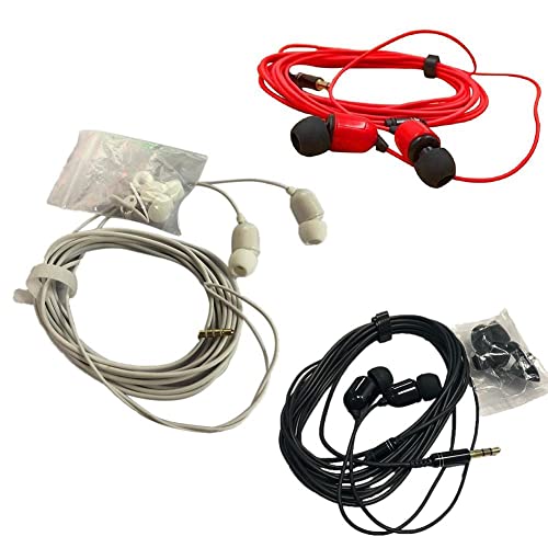 VizGiz 3 Pack 10FT Earbuds 3.5mm Stereo 3 Pole Headset Earphones 3 Meter Long Extension Wired Cord Cable Earphone Monitor in-Ear Headphone for Live Streamer Webcast Broadcast Phone Computer