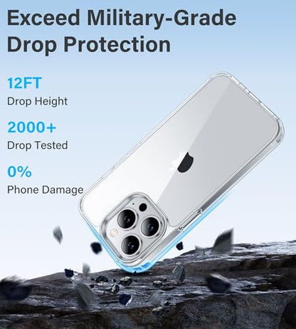 Vakoo Clear Case for iPhone 15 Pro, Anti-Yellowing | Hard Back with Military-Grade Drop Protection, Wireless Charging Compatible - color: Transparent, size: iPhone 15 Pro