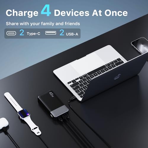 NOBIS Portable Charger 45W 20000mAh Power Bank Fast Charging - color: Black