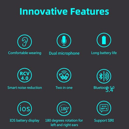 IHAO Bluetooth Earpiece Headphone Dual Noise Cancelling Mic Painless Open-Ear Handsfree Stereo Sound Left/Right Changeable Earhook Earphones for Driving/Business/Gym-Single Ear F910 Black - color: Single Ear Headphone F910 Black