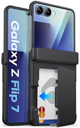 ASAFCASE for Samsung Galaxy Z Flip 7 Case Wallet with Card Holder, Black | Hinge Protection, Outer Screen Protector, Heavy Duty, Shockproof Rugged Cover Phone Case for Samsung Galaxy Z Flip 7 5G 2025 - color: Black, size: Galaxy Z Flip 7