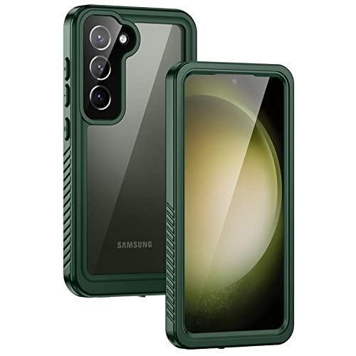 Lanhiem for Samsung Galaxy S23 Case (Not for S23 Plus), IP68 Waterproof Dustproof Case with Built-in Screen Protector, Heavy Duty Full Body Protective Cover for Galaxy S23 5G 6.1 Inch, Green/Clear - color: Green, size: for Galaxy S23