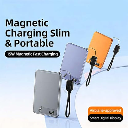 Thin Magnetic Digital Display Wireless Charging Battery Holder Case Without Battery Easy to Assemble for Electronics - color: Light Blue