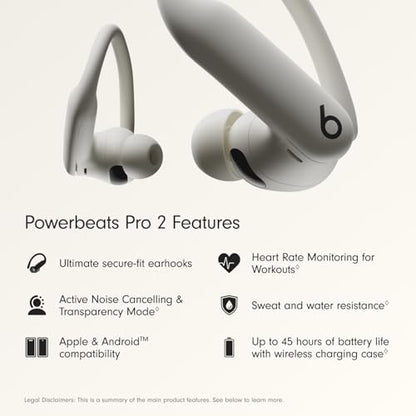 Beats Powerbeats Pro 2 - Wireless Noise Cancelling Workout Earbuds with Secure- Fit Earhooks, Up to 45-Hour Battery with Charging Case, Sweat & Water Resistant, Heart Rate Monitoring - Quick Sand - color: Quick Sand, style: Powerbeats Pro 2
