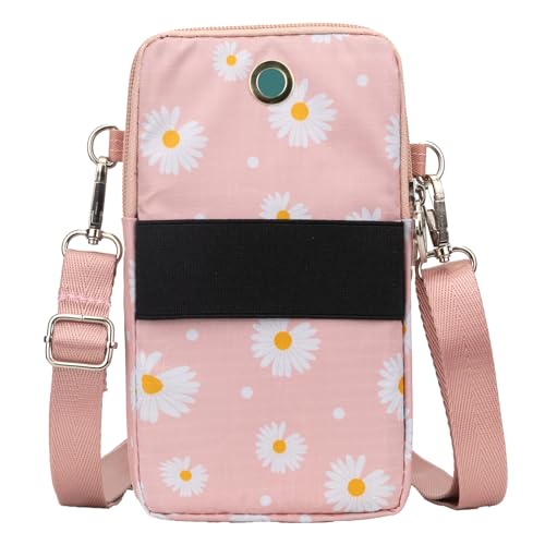 Small Crossbody Bag for Women - Mini Phone Purses with Crossbody Strap and Wallet - Nylon Arm Bag - color: B-chrysanthemum Pink