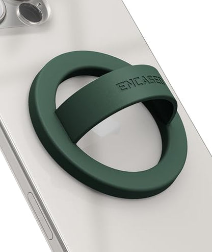 Encased Magnetic Phone Grip Holder Thin Silicone Finger Loop Ring Compatible with iPhone (Evergreen) - color: Evergreen