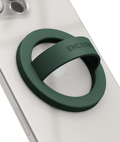 Encased Magnetic Phone Grip Holder Thin Silicone Finger Loop Ring Compatible with iPhone (Evergreen) - color: Evergreen
