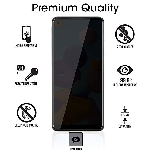 [2 Pack] for Samsung Galaxy A21/A21S Privacy Screen Protector, [Full Coverage] Anti Spy HD Clarity 9H Tempered Glass Screen Protector, Scratch Resistant, Bubble Free, Easy Insall, Case Friendly (6.5 - size: Samsung Galaxy A21/A21S