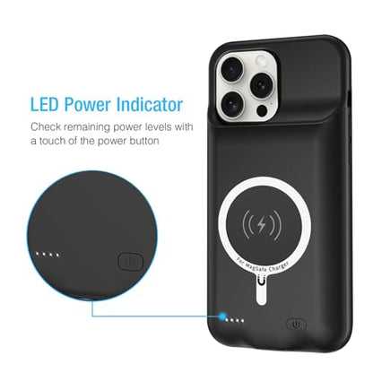 Battery Case for iPhone 16 Pro Max, Enhanced 12000mAh Portable Protective Wireless Charging Case Support Carplay Compatible with iPhone 16 Pro Max (6.9 inch) Rechargeable Battery Charger Cover(Black) - size: iPhone 16 Pro Max
