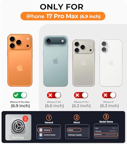 Magnetic for iPhone 17 Pro Max Case with Integrated Camera Protection, [Seamless Work with Magsafe] [Military Grade Shockproof] [Covered Camera Control Button] Case for iPhone 17 Pro Max 6.9'', Black - color: Black