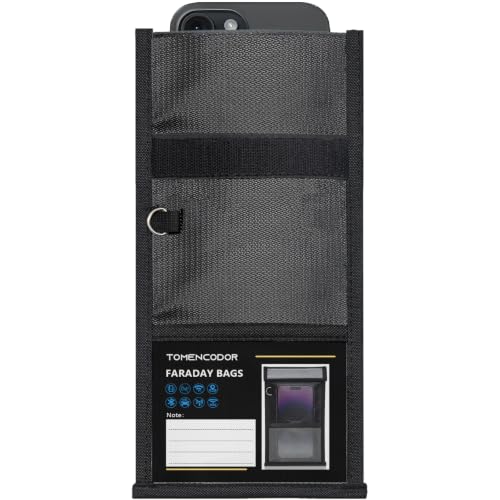 Faraday Bags for Phones 2 Pack, Military Grade Signal Blocking Bag, Anti-Tracking Anti-Hacking RFID NFC WiFi GPS Blocker, Fireproof Waterproof Faraday Pouch Black