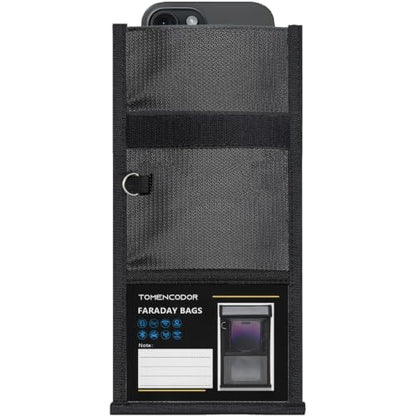 Faraday Bags for Phones 2 Pack, Military Grade Signal Blocking Bag, Anti-Tracking Anti-Hacking RFID NFC WiFi GPS Blocker, Fireproof Waterproof Faraday Pouch Black