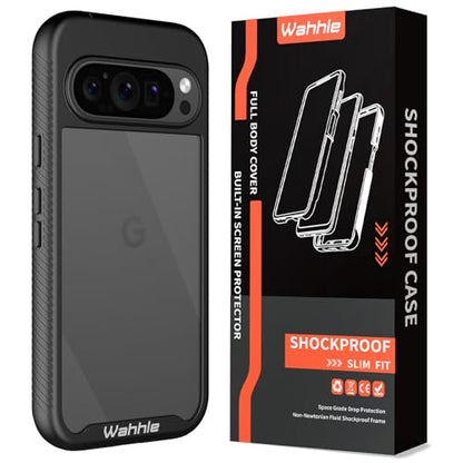 Compatible with Google Pixel 9 Pro XL Case, Built in Screen Protector Full Body Shockproof Slim Fit Bumper Protective Phone Cover Men Women-Black/Clear - size: Google 9 Pro XL Case