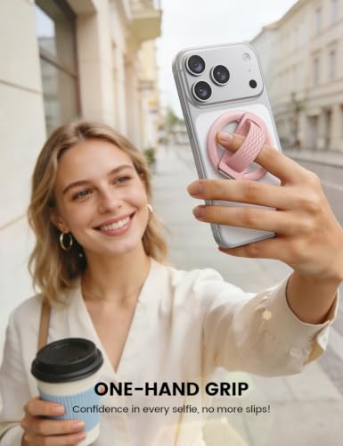 Lamicall Soft Pink Comfortable Silicone Finger Loop Magnetic Phone Grip - color: Soft Pink - Zinc Alloy - Silicone Grip