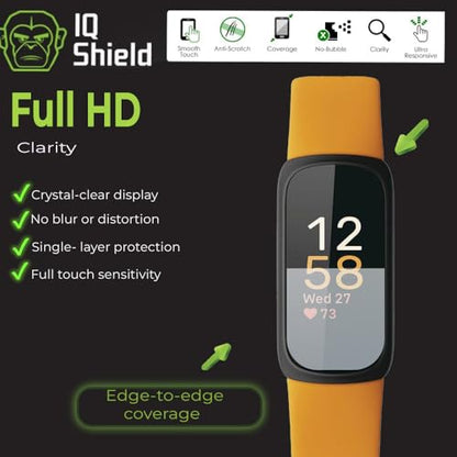IQShield 6 Pack Screen Protector for Fitbit Inspire 3, Easy Install, Ultra Thin, Anti Scratch, Anti-Bubble, Clear TPU Film - size: 0.7 INCH