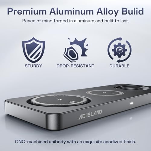 AC ISLAND 5-in-1 Wireless Charger for MagSafe, 25W Foldable Magnetic Stand - color: Gray