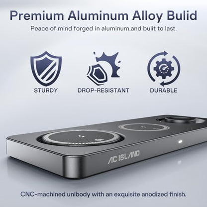 AC ISLAND 5-in-1 Wireless Charger for MagSafe, 25W Foldable Magnetic Stand - color: Gray