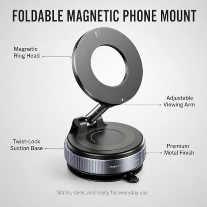 Vacuum Magnetic Phone Holder for Car, 96 lb Suction, 2800 gf Magnetic Force
