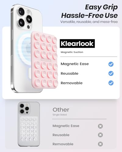 Klearlook 2Pack Magnetic Suction Phone Mount for MagSafe, Light Pink & Transparent - color: Light Pink & Transparent