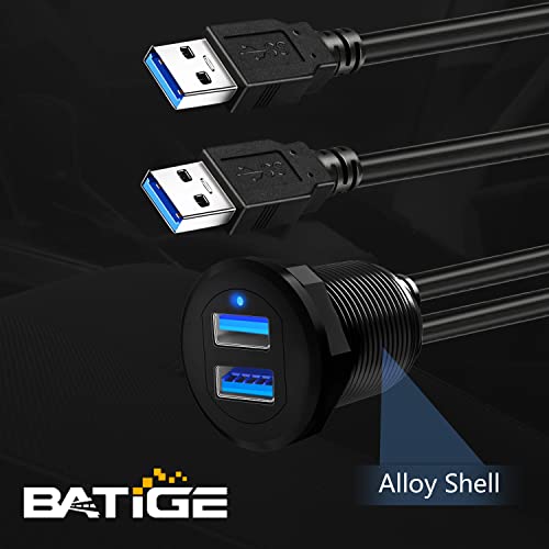 Alloy Shell Dual USB 3.0 Male to Female Car Mount Flush Cable 3ft - style: Dual Port 3ft