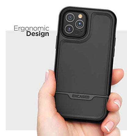 Encased Rebel Armor Belt Clip Holster Case Compatible with iPhone 12 Pro Max Shockproof Full Body Cover with Holder (Black) - color: Black, size: iPhone 12 Pro Max