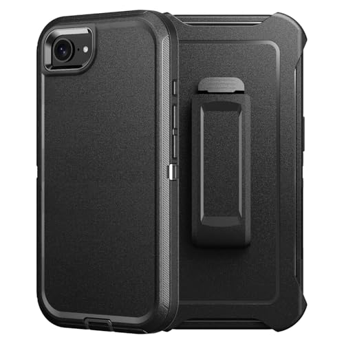 for iPhone 16e &iPhone 17e Case Dropproof DustProof Strong Durable Heavy Duty Full Body Rugged 3-Layer Military Protective for iPhone 16e &iPhone 17e case 6.1 inch (Black+Belt) | Dropproof