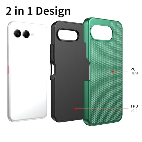 for T-Mobile REVVL 8 Phone Case with Tempered Glass Screen Protector,Dual Layer Heavy Duty Shockproof Protection Cover (Dark Green) - color: Dark Green
