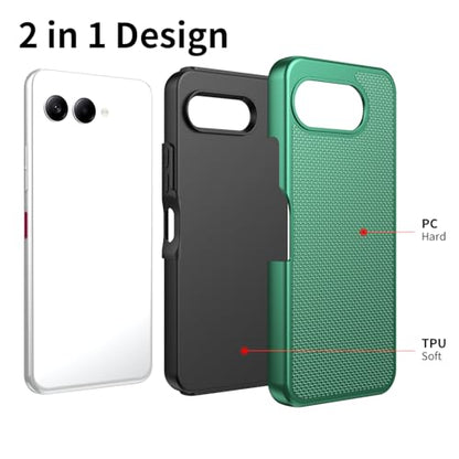 for T-Mobile REVVL 8 Phone Case with Tempered Glass Screen Protector,Dual Layer Heavy Duty Shockproof Protection Cover (Dark Green) - color: Dark Green