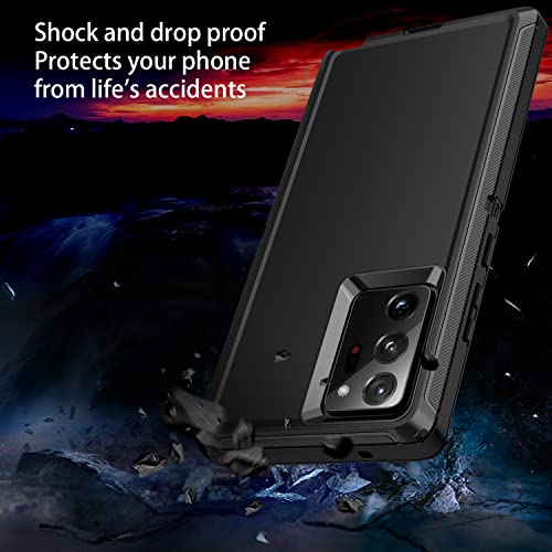 for Galaxy Note 20 Ultra Case Heavy Duty Shockproof Dust/Drop Poof 3 Layers Full Bady Protection Rugged Cover Case for Samsung Galaxy Note 20 Ultra,Black - color: Black