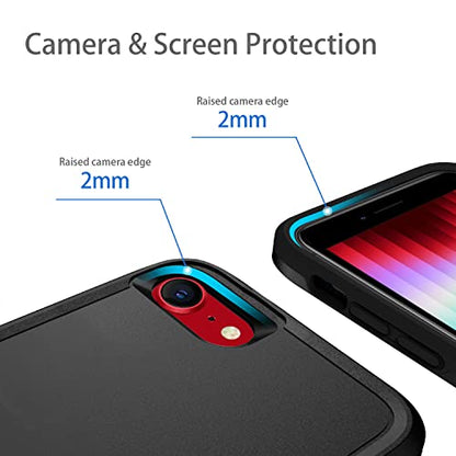 iPhone SE 2020/2022 Case, Heavy Duty Shockproof Protection, 4.7-inch Wireless Charging Compatible - Black - color: Black, size: for iPhone SE