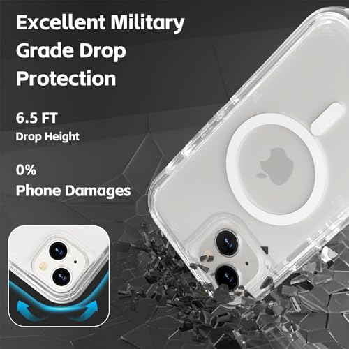 Follaroma Magnetic for iPhone 15 Case, Heavy Duty Phone Cases, Clear, 6.1" | Compatible with MagSafe, Heavy Duty Shock proof Protection, Military-Grade Anti-Drop, Dual Layer Transparent Protective Cover - color: Clear, size: iPhone 15 6.1''