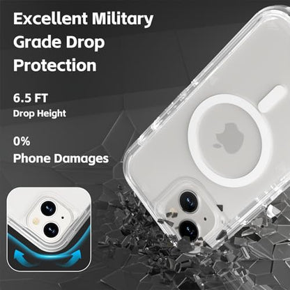 Follaroma Magnetic for iPhone 15 Case, Heavy Duty Phone Cases, Clear, 6.1" | Compatible with MagSafe, Heavy Duty Shock proof Protection, Military-Grade Anti-Drop, Dual Layer Transparent Protective Cover - color: Clear, size: iPhone 15 6.1''