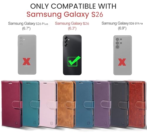 FLIPALM Wallet Case for Samsung Galaxy S26 6.3", Red | Card Holder, RFID Blocking, PU Leather Folio Flip, Kickstand, Protective Shockproof Cover - color: Red, size: Samsung Galaxy S26