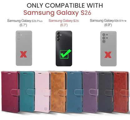 FLIPALM Wallet Case for Samsung Galaxy S26 6.3", Red | Card Holder, RFID Blocking, PU Leather Folio Flip, Kickstand, Protective Shockproof Cover - color: Red, size: Samsung Galaxy S26