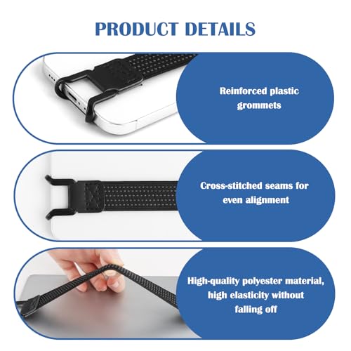 Universal Phone Tablet Hand Strap Holder for 5.2-11 Inch Devices, Adjustable Anti-Drop Elastic Grip Band, One Hand Operation Support for iPad Pro Air Mini Galaxy Tab Kindle eReaders (2 Pcs (L+S))