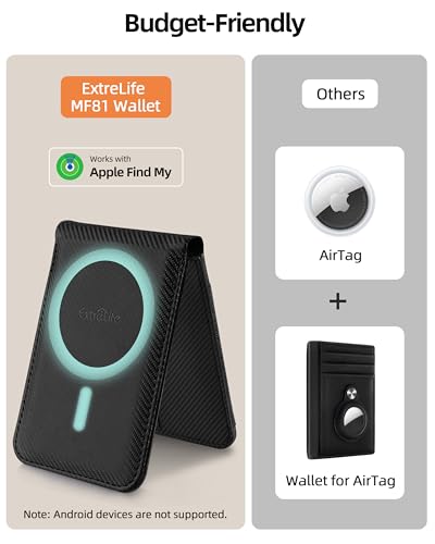 for Magsafe Wallet with Money Clip, Works with Apple Find My, 8 Card Holder - color: Carbon Fiber Black